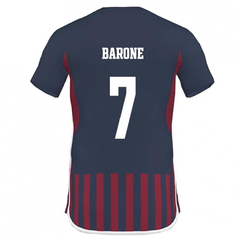 Danxen Børn Antonio Barone #7 Mørkeblå Rød Hjemmebane Spillertrøjer 2025/26 Trøje T-Shirt