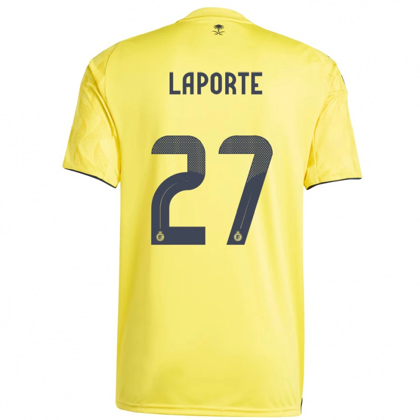 Danxen Børn Aymeric Laporte #27 Gul Sort Hjemmebane Spillertrøjer 2025/26 Trøje T-Shirt