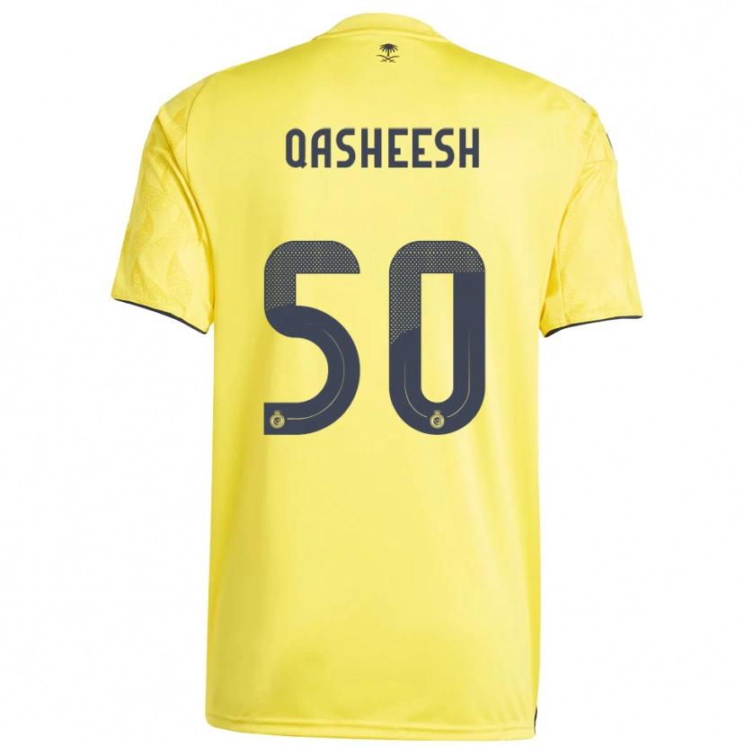 Danxen Børn Majed Qasheesh #50 Gul Sort Hjemmebane Spillertrøjer 2025/26 Trøje T-Shirt