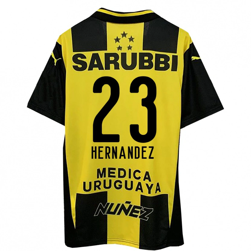 Danxen Børn Abel Hernandez #23 Gul Sort Hjemmebane Spillertrøjer 2025/26 Trøje T-Shirt