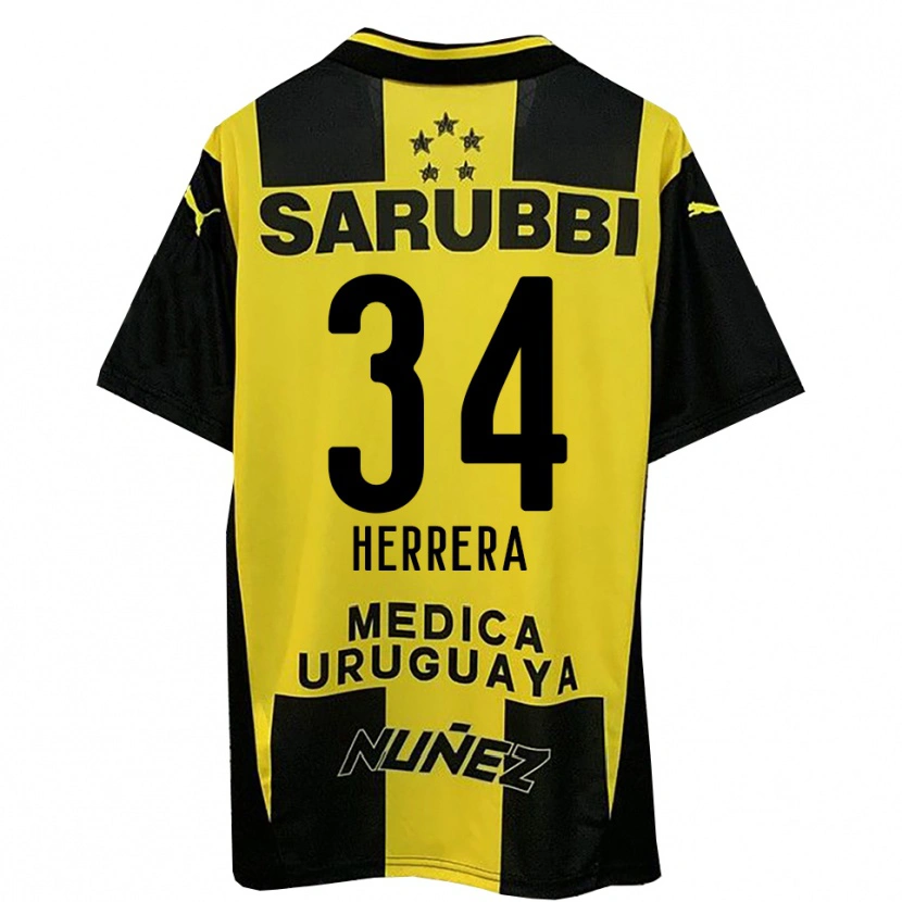 Danxen Børn Nahuel Herrera #34 Gul Sort Hjemmebane Spillertrøjer 2025/26 Trøje T-Shirt