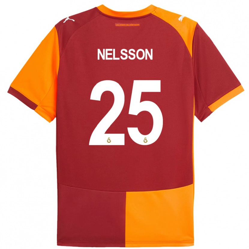 Danxen Børn Victor Nelsson #25 Rød Orange Hjemmebane Spillertrøjer 2025/26 Trøje T-Shirt