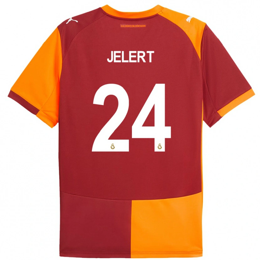 Danxen Børn Elias Jelert #24 Rød Orange Hjemmebane Spillertrøjer 2025/26 Trøje T-Shirt