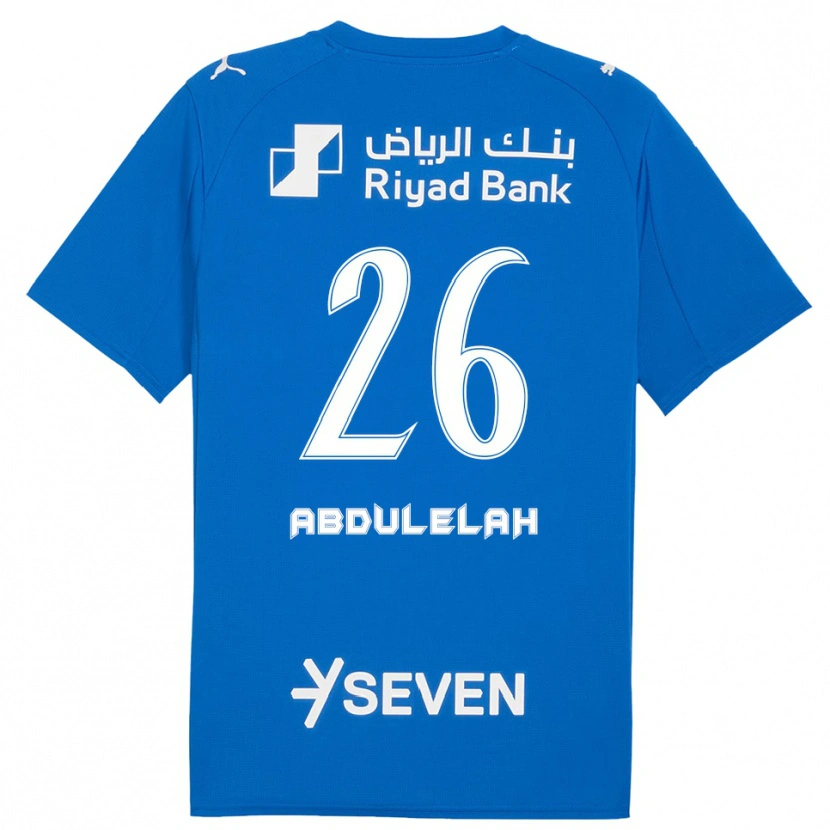 Danxen Børn Abdulelah Al-Malki #26 Blå Hvid Hjemmebane Spillertrøjer 2025/26 Trøje T-Shirt