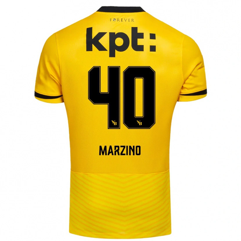Danxen Børn Dario Marzino #40 Gul Sort Hjemmebane Spillertrøjer 2025/26 Trøje T-Shirt