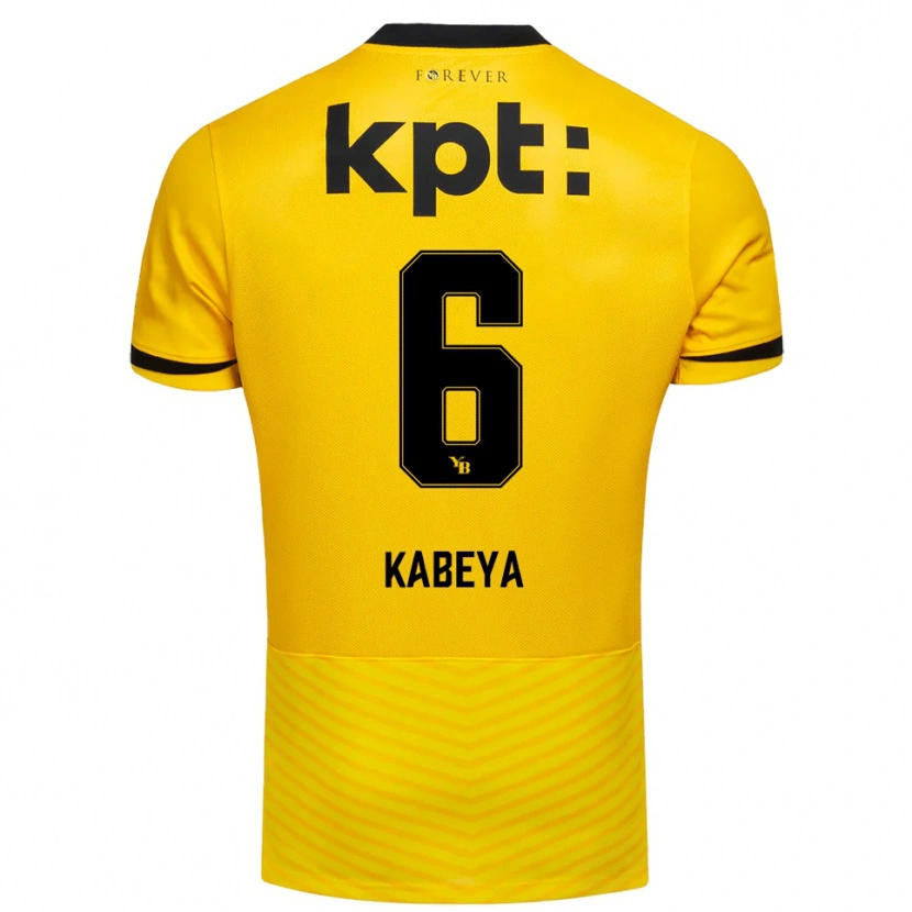 Danxen Børn Benjamin Kabeya #6 Gul Sort Hjemmebane Spillertrøjer 2025/26 Trøje T-Shirt