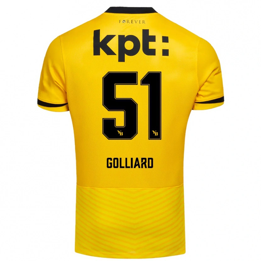 Danxen Børn Théo Golliard #51 Gul Sort Hjemmebane Spillertrøjer 2025/26 Trøje T-Shirt