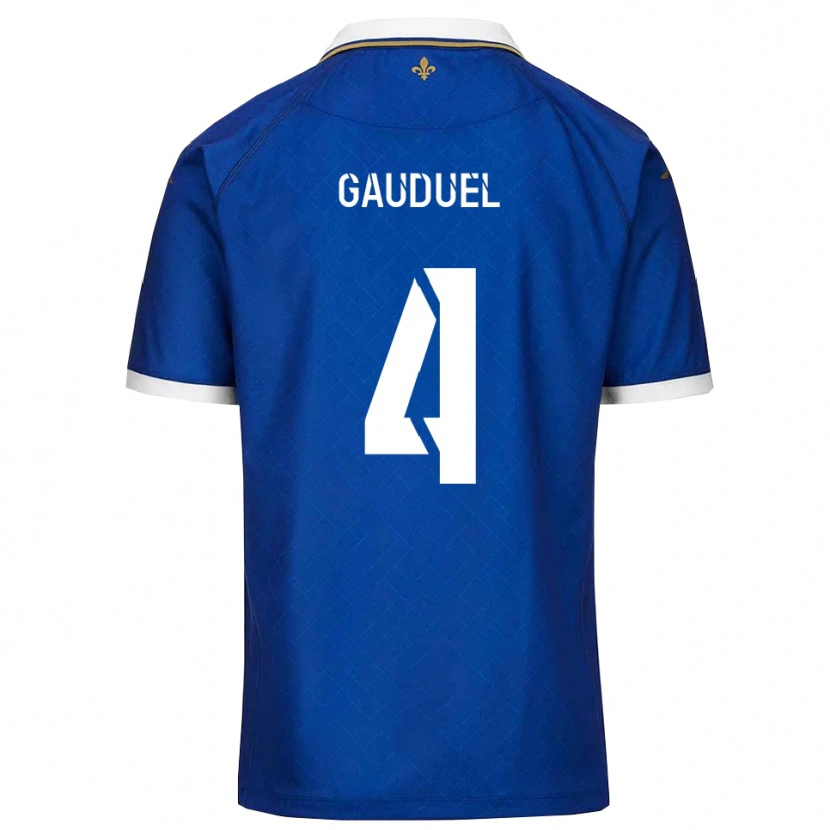 Danxen Børn Sacha Gauduel #4 Blå Guld Hjemmebane Spillertrøjer 2025/26 Trøje T-Shirt