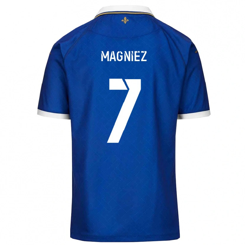 Danxen Børn Bastien Magniez #7 Blå Guld Hjemmebane Spillertrøjer 2025/26 Trøje T-Shirt