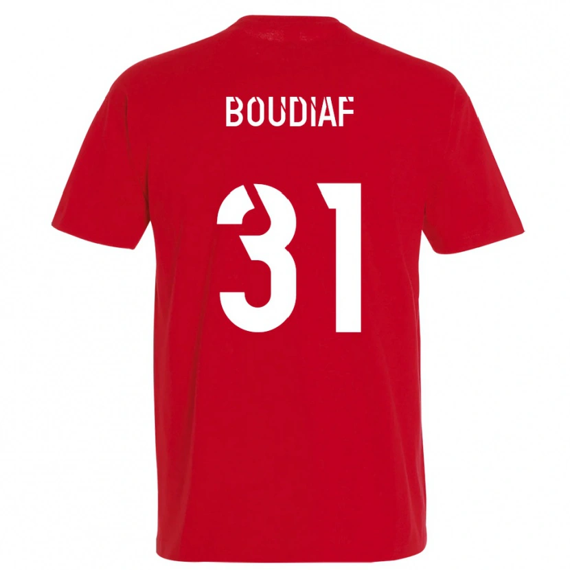 Danxen Børn Ryad Boudiaf #31 Rød Gul Hjemmebane Spillertrøjer 2025/26 Trøje T-Shirt