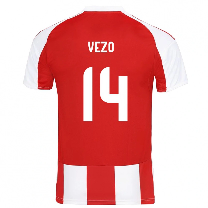 Danxen Børn Rúben Vezo #14 Rød Hvid Hjemmebane Spillertrøjer 2025/26 Trøje T-Shirt