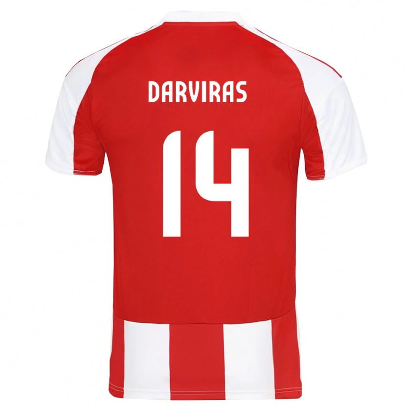 Danxen Børn Christos Darviras #14 Rød Hvid Hjemmebane Spillertrøjer 2025/26 Trøje T-Shirt