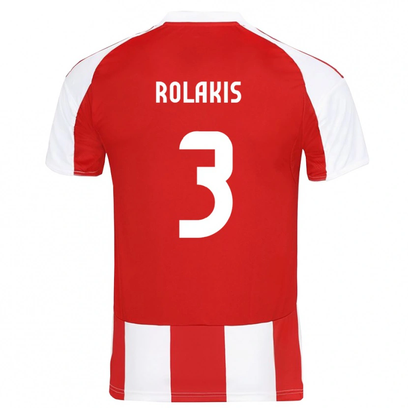 Danxen Børn Giannis Rolakis #3 Rød Hvid Hjemmebane Spillertrøjer 2025/26 Trøje T-Shirt