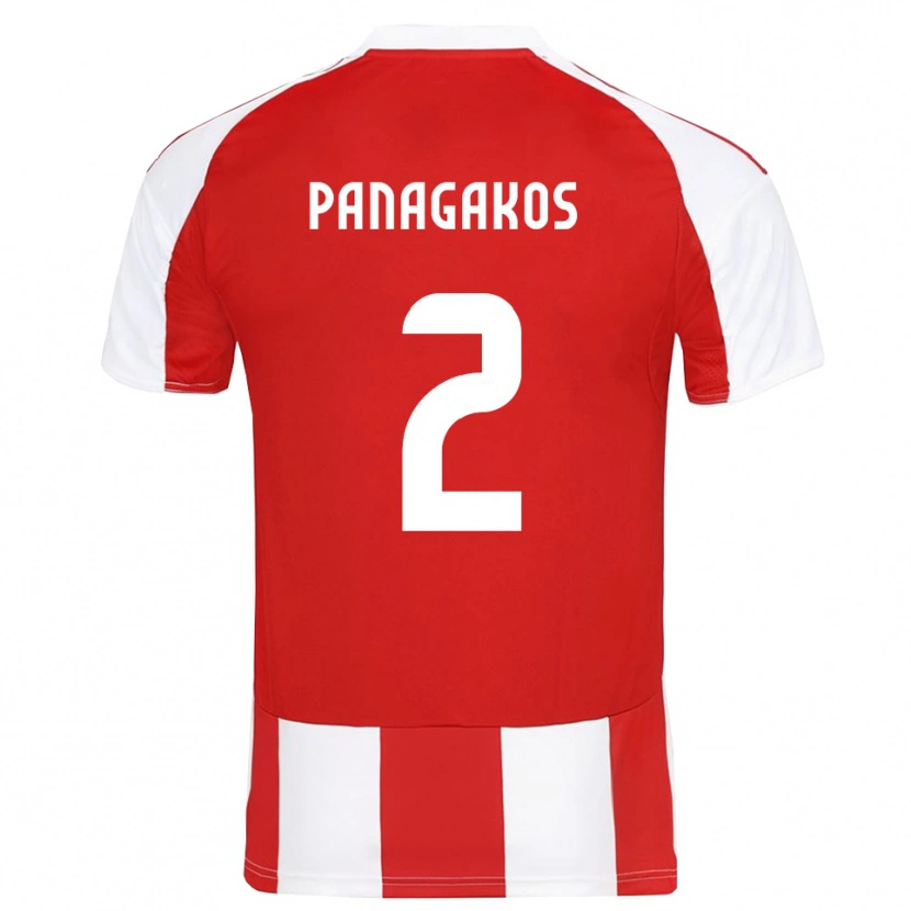 Danxen Børn Ilias Panagakos #2 Rød Hvid Hjemmebane Spillertrøjer 2025/26 Trøje T-Shirt