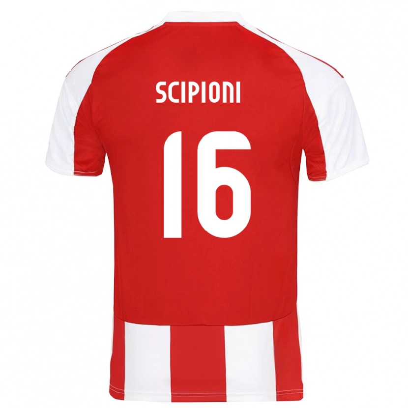 Danxen Børn Lorenzo Scipioni #16 Rød Hvid Hjemmebane Spillertrøjer 2025/26 Trøje T-Shirt