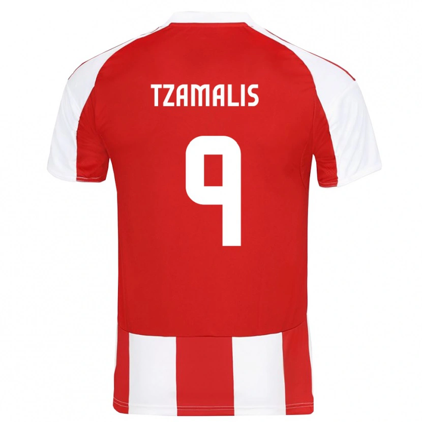 Danxen Børn Alexandros Tzamalis #9 Rød Hvid Hjemmebane Spillertrøjer 2025/26 Trøje T-Shirt