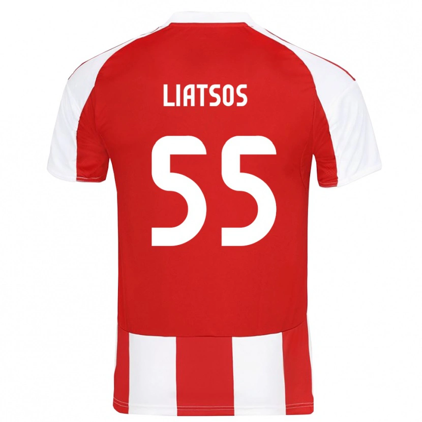 Danxen Børn Christos Liatsos #55 Rød Hvid Hjemmebane Spillertrøjer 2025/26 Trøje T-Shirt