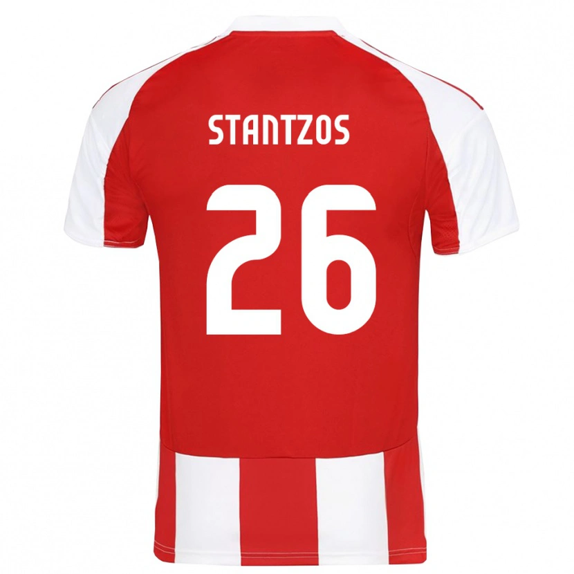Danxen Børn Athanasios Stantzos #26 Rød Hvid Hjemmebane Spillertrøjer 2025/26 Trøje T-Shirt