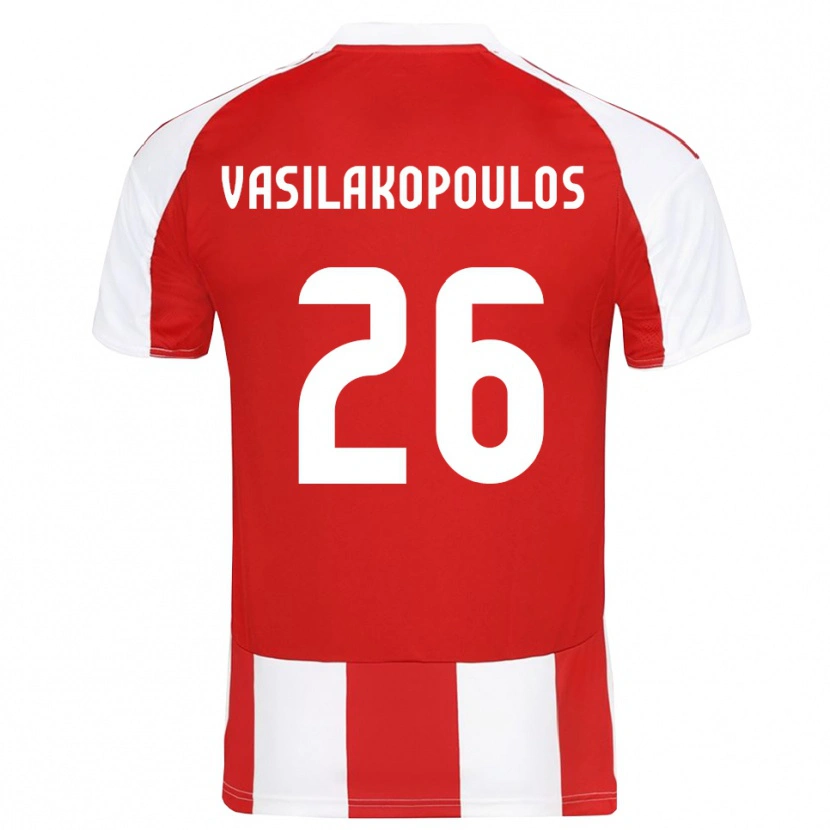 Danxen Børn Sarantos Vasilakopoulos #26 Rød Hvid Hjemmebane Spillertrøjer 2025/26 Trøje T-Shirt