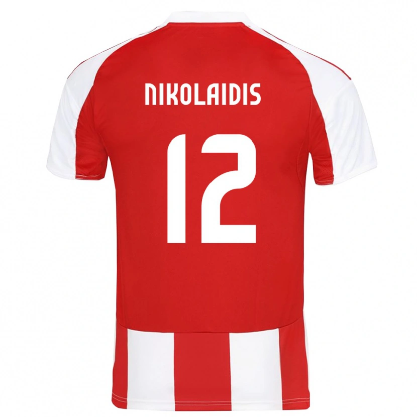 Danxen Børn Georgios Nikolaidis #12 Rød Hvid Hjemmebane Spillertrøjer 2025/26 Trøje T-Shirt