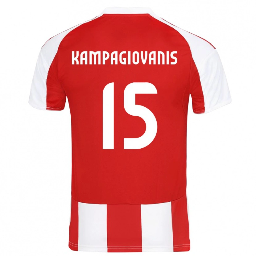 Danxen Børn Anastasios Kampagiovanis #15 Rød Hvid Hjemmebane Spillertrøjer 2025/26 Trøje T-Shirt
