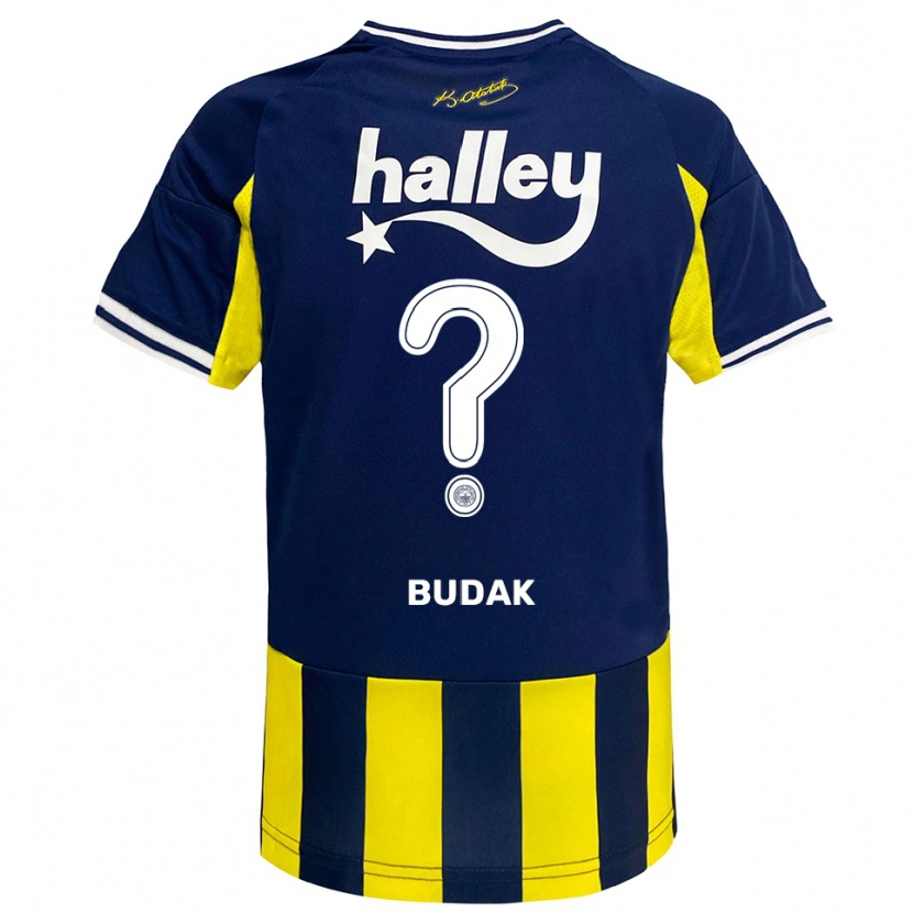 Danxen Børn Enis Budak #0 Gul Mørkeblå Hvid Hjemmebane Spillertrøjer 2025/26 Trøje T-Shirt