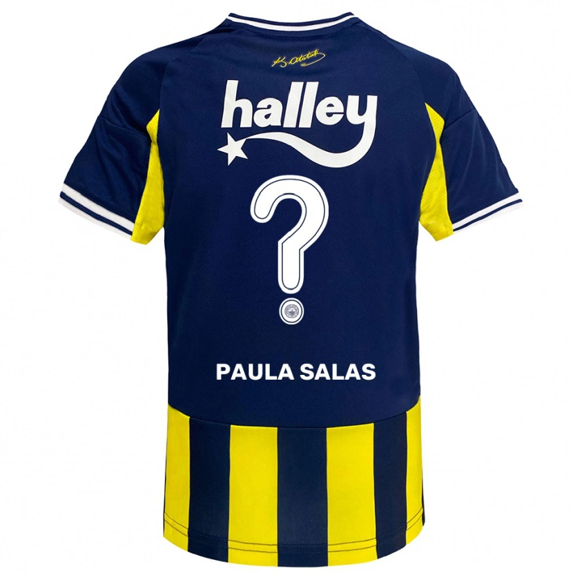 Danxen Børn María Paula Salas #0 Gul Mørkeblå Hvid Hjemmebane Spillertrøjer 2025/26 Trøje T-Shirt