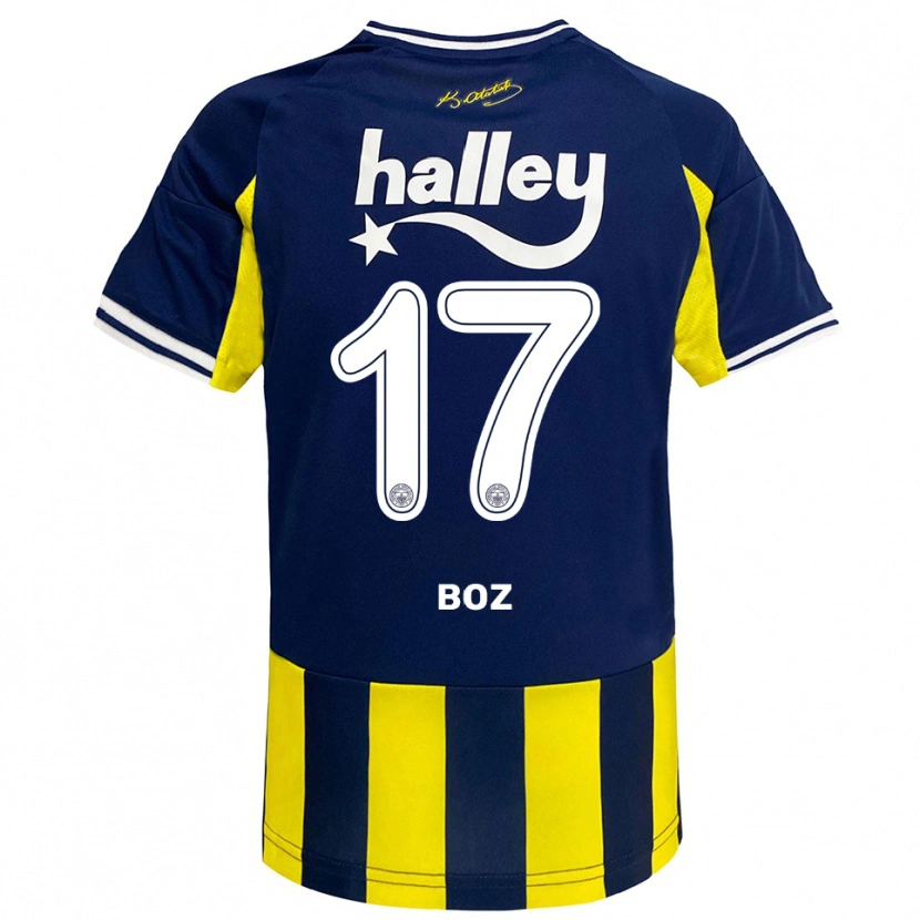 Danxen Børn Yasir Boz #17 Gul Mørkeblå Hvid Hjemmebane Spillertrøjer 2025/26 Trøje T-Shirt
