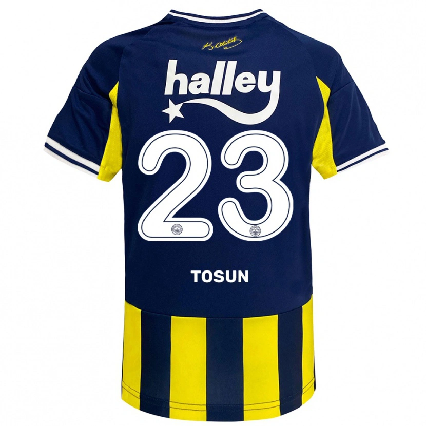 Danxen Børn Cenk Tosun #23 Gul Mørkeblå Hvid Hjemmebane Spillertrøjer 2025/26 Trøje T-Shirt