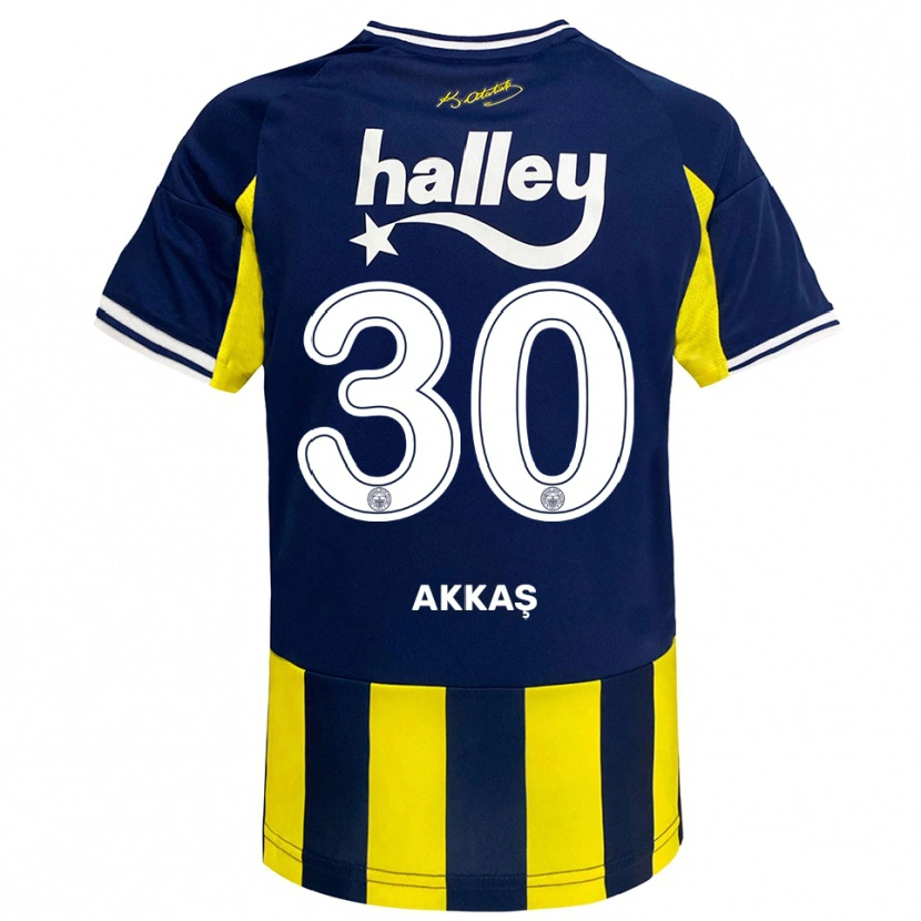 Danxen Børn Arda Akkaş #30 Gul Mørkeblå Hvid Hjemmebane Spillertrøjer 2025/26 Trøje T-Shirt