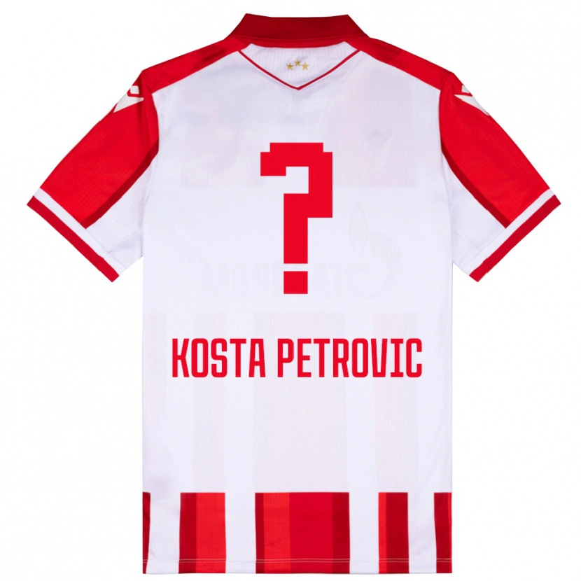 Danxen Børn Kosta Petrovic #0 Rød Hvid Hjemmebane Spillertrøjer 2025/26 Trøje T-Shirt