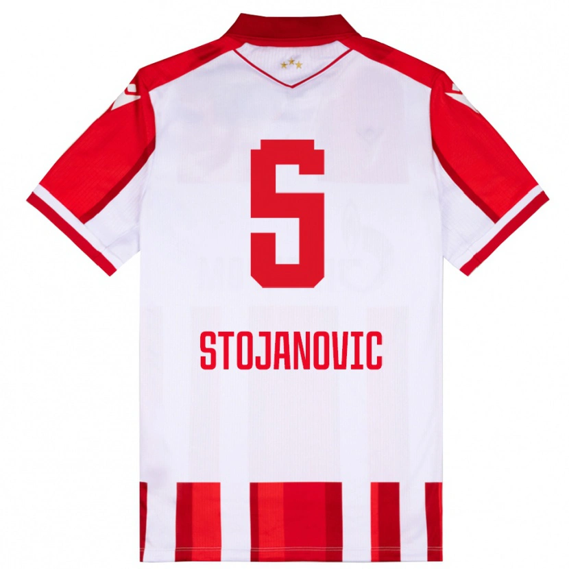 Danxen Børn Viktor Stojanovic #5 Rød Hvid Hjemmebane Spillertrøjer 2025/26 Trøje T-Shirt
