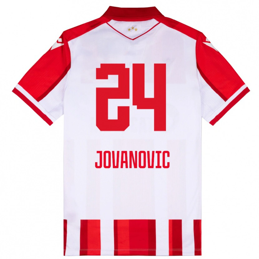 Danxen Børn Luka Jovanovic #24 Rød Hvid Hjemmebane Spillertrøjer 2025/26 Trøje T-Shirt