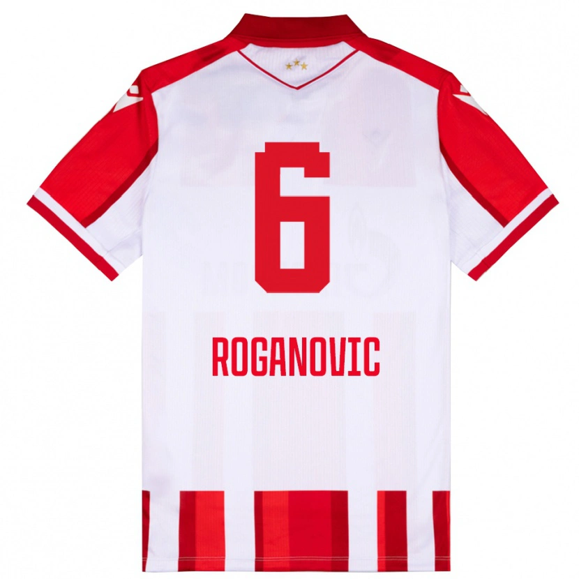 Danxen Børn Vuk Roganovic #6 Rød Hvid Hjemmebane Spillertrøjer 2025/26 Trøje T-Shirt