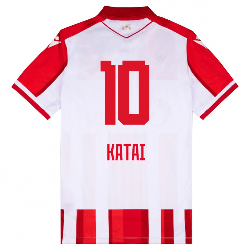 Danxen Børn Aleksandar Katai #10 Rød Hvid Hjemmebane Spillertrøjer 2025/26 Trøje T-Shirt