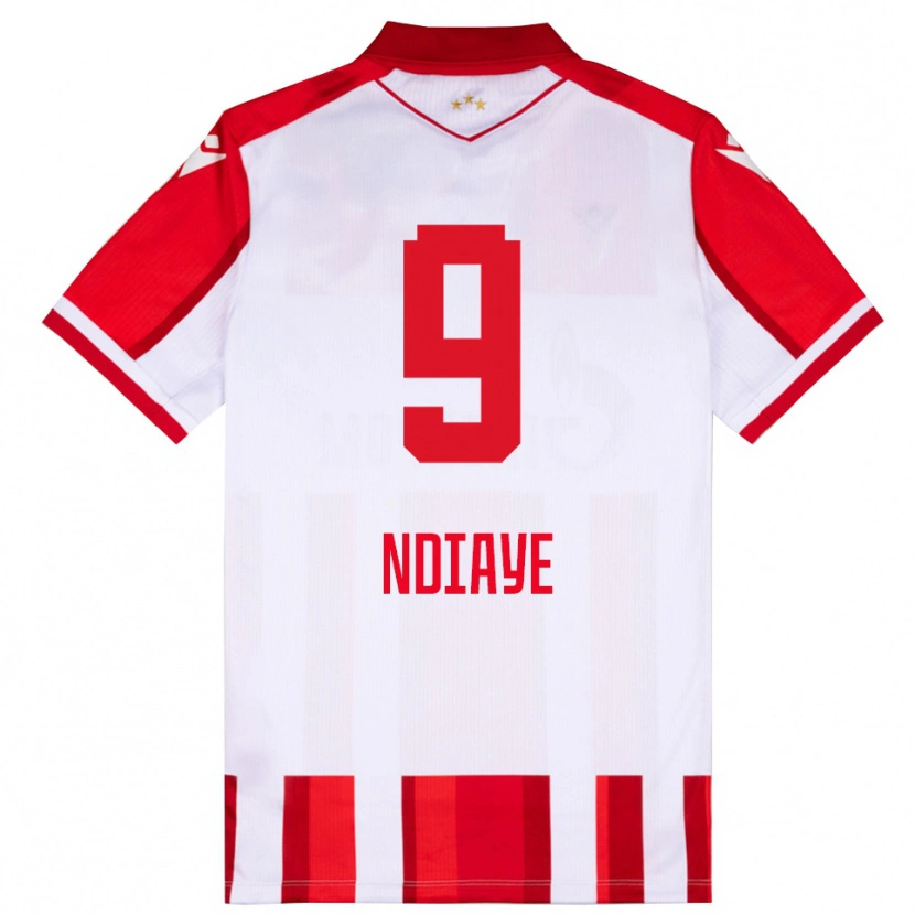 Danxen Børn Cherif Ndiaye #9 Rød Hvid Hjemmebane Spillertrøjer 2025/26 Trøje T-Shirt