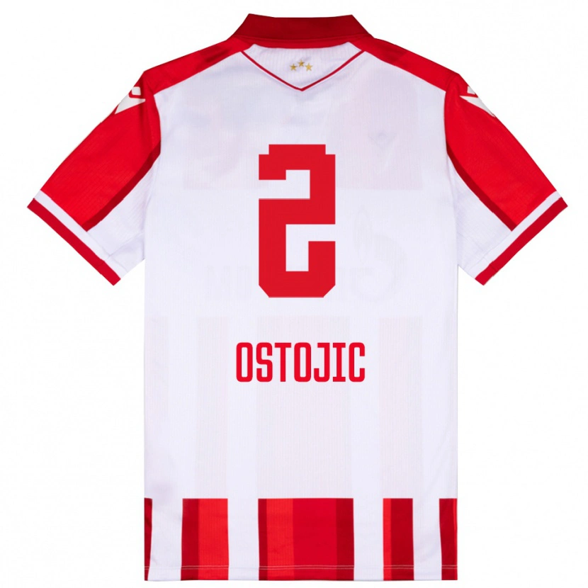 Danxen Børn Mateja Ostojic #2 Rød Hvid Hjemmebane Spillertrøjer 2025/26 Trøje T-Shirt