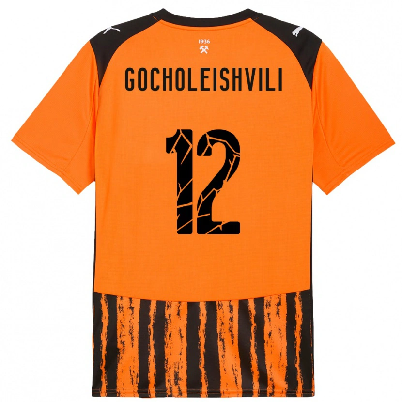 Danxen Børn Giorgi Gocholeishvili #12 Orange Sort Hjemmebane Spillertrøjer 2025/26 Trøje T-Shirt