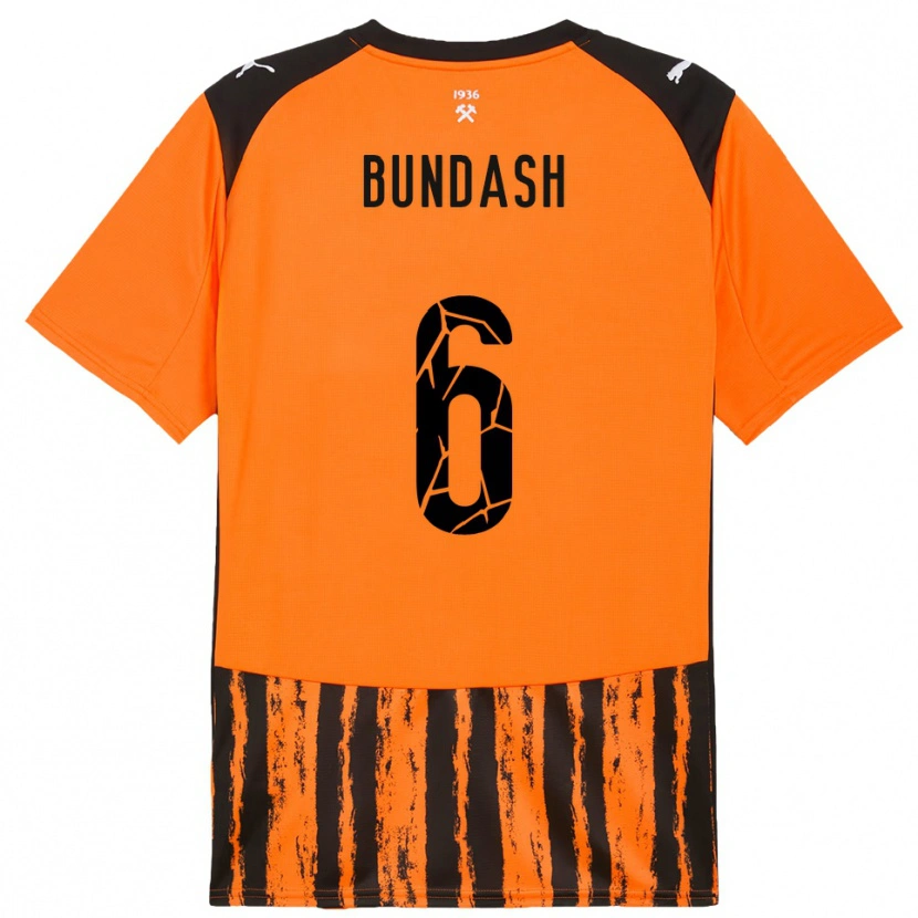 Danxen Børn Vasyl Bundash #6 Orange Sort Hjemmebane Spillertrøjer 2025/26 Trøje T-Shirt