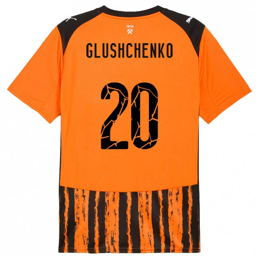 Danxen Børn Anton Glushchenko #20 Orange Sort Hjemmebane Spillertrøjer 2025/26 Trøje T-Shirt