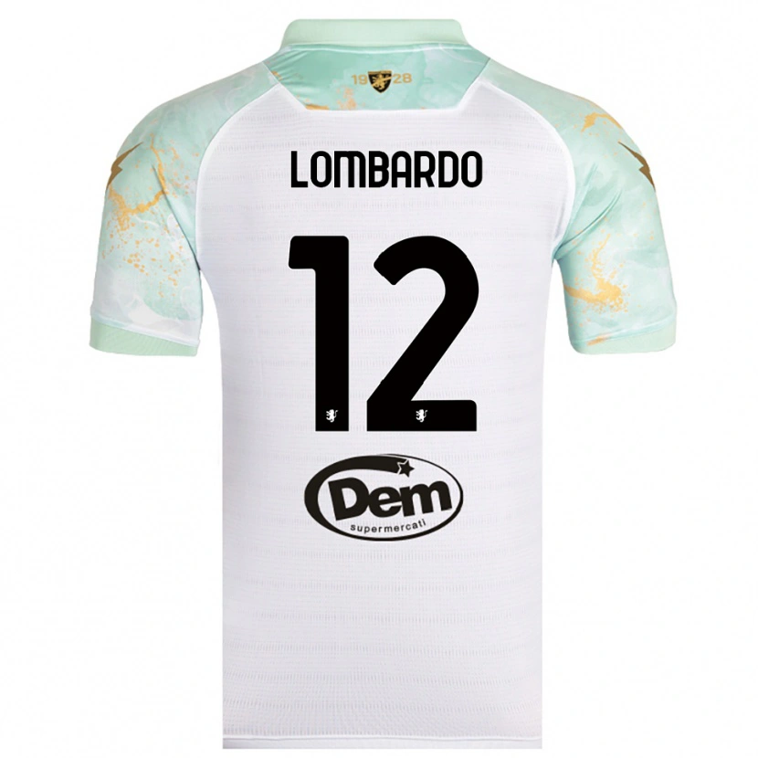 Danxen Børn Alessandro Lombardo #12 Hvid Sort Udebane Spillertrøjer 2025/26 Trøje T-Shirt