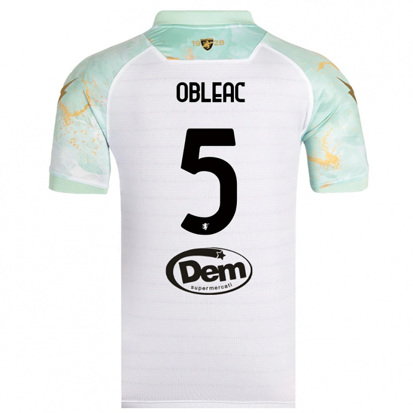 Danxen Børn Matteo Obleac #5 Hvid Sort Udebane Spillertrøjer 2025/26 Trøje T-Shirt