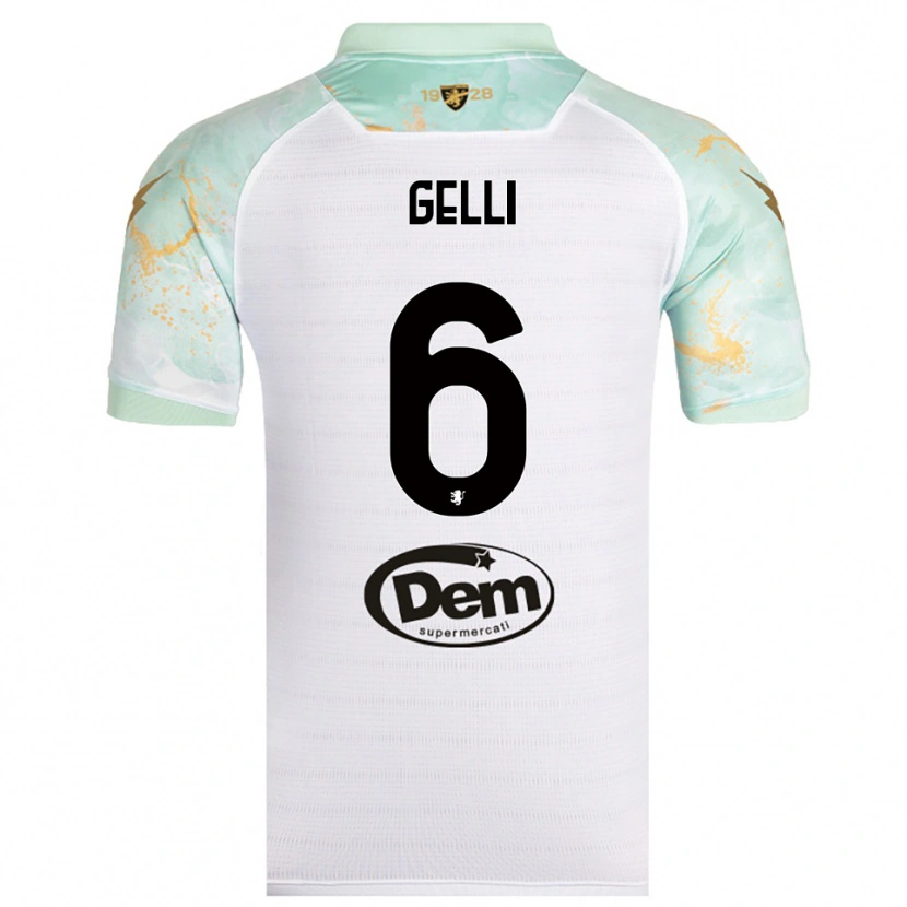 Danxen Børn Jacopo Gelli #6 Hvid Sort Udebane Spillertrøjer 2025/26 Trøje T-Shirt