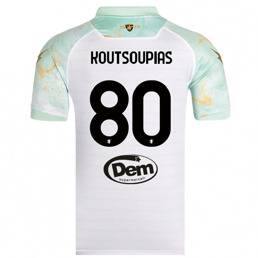 Danxen Børn Ilias Koutsoupias #80 Hvid Sort Udebane Spillertrøjer 2025/26 Trøje T-Shirt