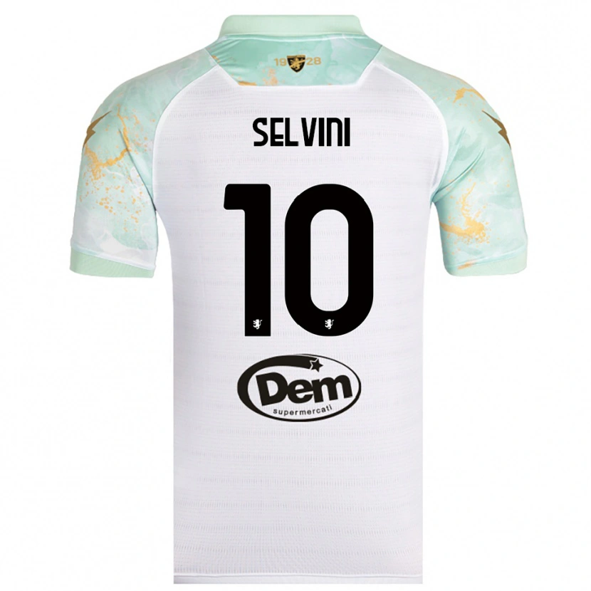 Danxen Børn Alessandro Selvini #10 Hvid Sort Udebane Spillertrøjer 2025/26 Trøje T-Shirt