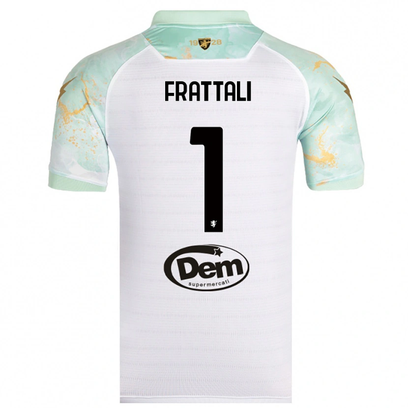 Danxen Børn Pierluigi Frattali #1 Hvid Sort Udebane Spillertrøjer 2025/26 Trøje T-Shirt