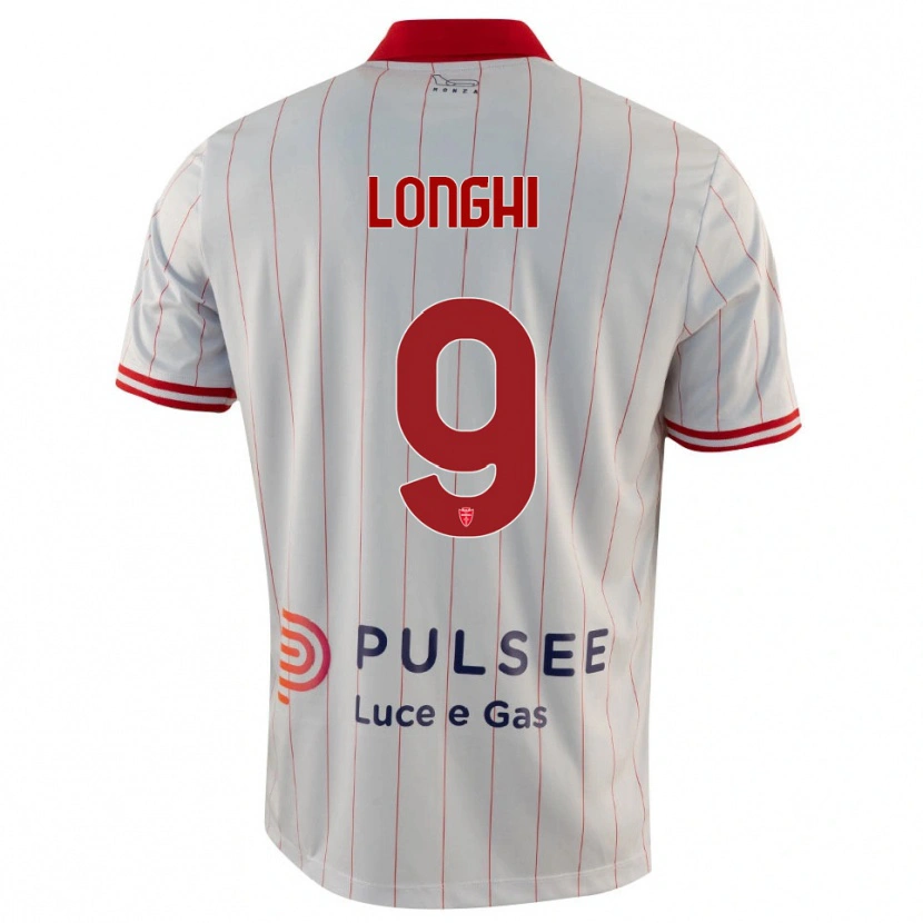 Danxen Børn Jordan Longhi #9 Hvid Rød Blå Udebane Spillertrøjer 2025/26 Trøje T-Shirt