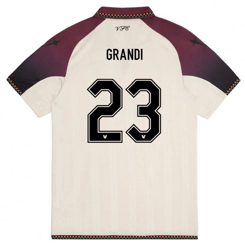 Danxen Børn Matteo Grandi #23 Creme Bourgogne Udebane Spillertrøjer 2025/26 Trøje T-Shirt