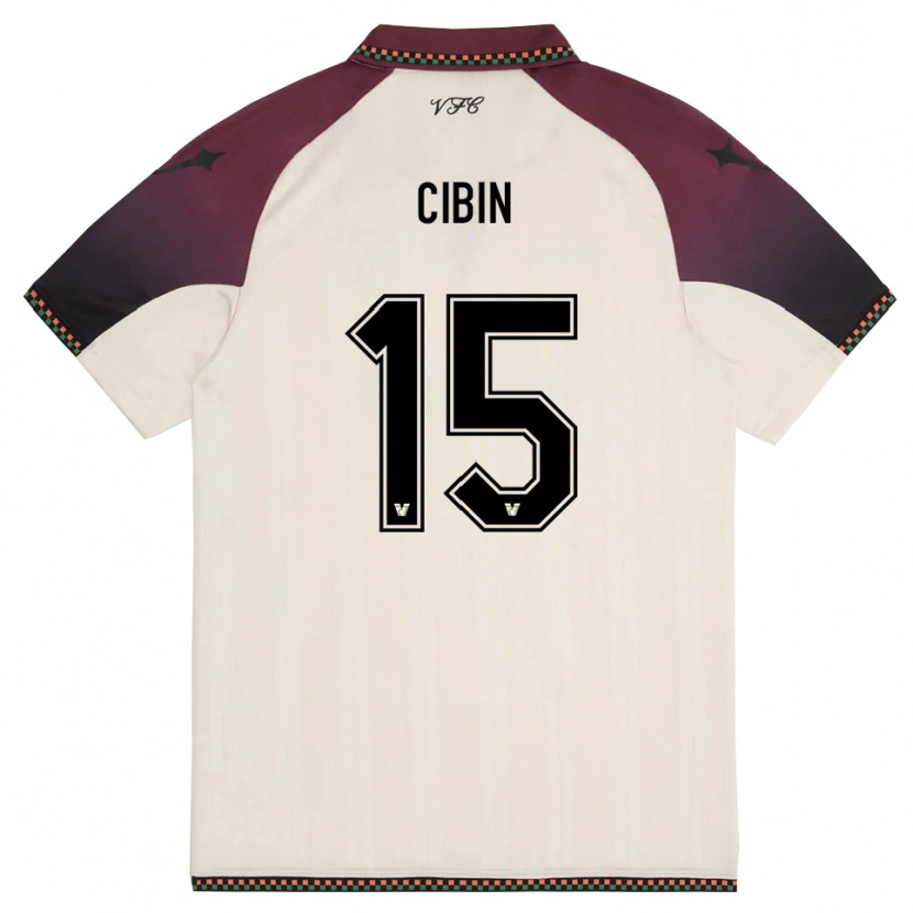 Danxen Børn Carlo Cibin #15 Creme Bourgogne Udebane Spillertrøjer 2025/26 Trøje T-Shirt