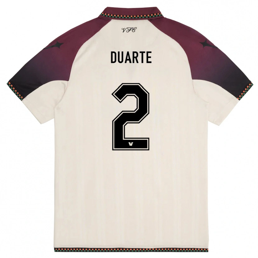 Danxen Børn Marcia Duarte #2 Creme Bourgogne Udebane Spillertrøjer 2025/26 Trøje T-Shirt